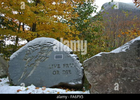 Vieil Homme de la montagne, du New Hampshire, Vivre libre ou mourir Banque D'Images