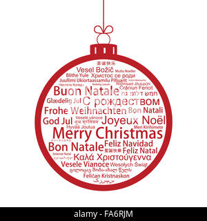 Joyeux Noël tag cloud en forme de boule de Noël Banque D'Images