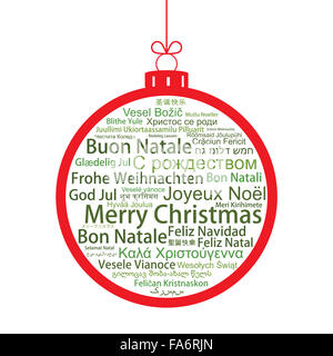 Joyeux Noël tag cloud en forme de boule de Noël Banque D'Images