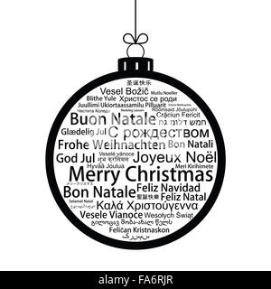 Joyeux Noël tag cloud en forme de boule de Noël Banque D'Images