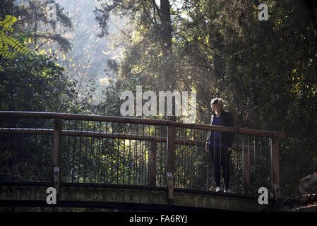 Ein Hashofet, Israël, Israël. 18Th Oct, 2015. Une jeune fille debout sur un pont à Ein Hashofet, au nord Israël © Danielle Shitrit/ZUMA/Alamy Fil Live News Banque D'Images