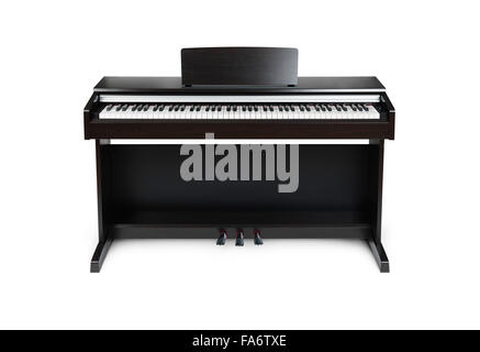 Piano numérique en couleur en bois isolé sur fond blanc avec clipping path Banque D'Images