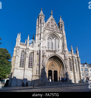 Façade de l'église Notre Dame du Sablon (dix Onze-Lieve-Vrouw/Sablon Notre-Dame du Sablon) à Bruxelles. Brabantian l'architecture gothique. Banque D'Images