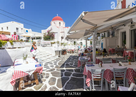 La Grèce, Îles Cyclades, Mykonos, restaurant Banque D'Images