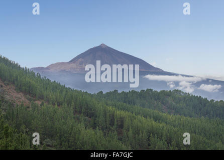 Pico de Teide, sommet de la montagne au-dessus des nuages, Tenerife, Espagne Banque D'Images