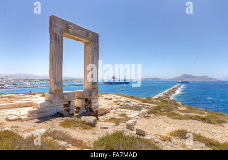 La Grèce, îles des Cyclades, Naxos, Temple d'Apollon Banque D'Images