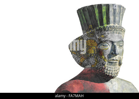 Soldat perse avec drapeau iranien peint sur le visage Banque D'Images