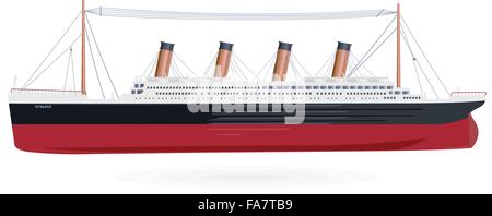 Titanic classique - Grand navire bateau colossal légendaire symbole monumental grand navire aplatir l'icône illustration vecteur principal isolé Illustration de Vecteur