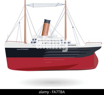 Titanic - Mini short rouge légendaire navire bateau navire drôle comique sur symbole blanc aplatir l'icône illustration vecteur principal isolé Illustration de Vecteur