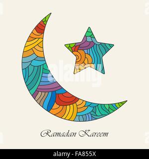 Croissant de lune et étoile pour saint mois du Ramadan Kareem communauté musulmane Illustration de Vecteur