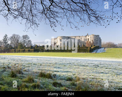 Le front de l'est en hiver au château de Chirk, Wrexham. Château de Chirk a été construit entre 1295 et 1310. Banque D'Images