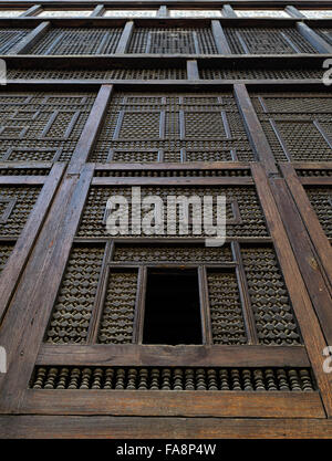 Mashrabiya façade, Le Caire, Égypte Banque D'Images