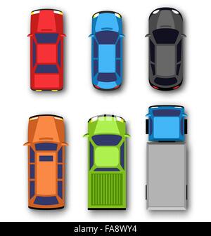 Voiture multicolore collection isolated on white Illustration de Vecteur