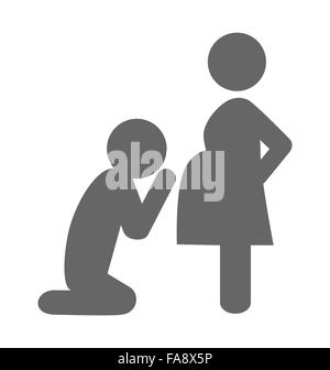 Femme enceinte et son mari l'icône pictogramme télévision isolé sur w Illustration de Vecteur