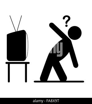 L'exercice de yoga TV télévision pictogramme homme isolé sur l'icône whit Illustration de Vecteur