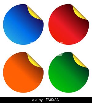Quatre autocollants multicolores isolated on white Illustration de Vecteur