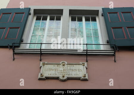 Fenêtre de la chambre où Ludwig van Beethoven est né à Bonn, Allemagne Banque D'Images