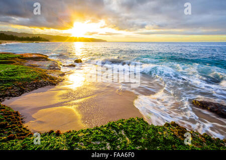 Belles couleurs d'Hawaii golden hour Banque D'Images