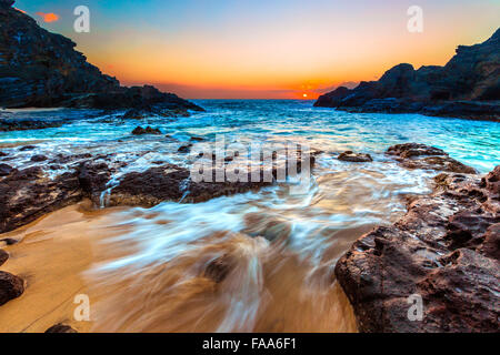 Belles couleurs d'Hawaii golden hour Banque D'Images