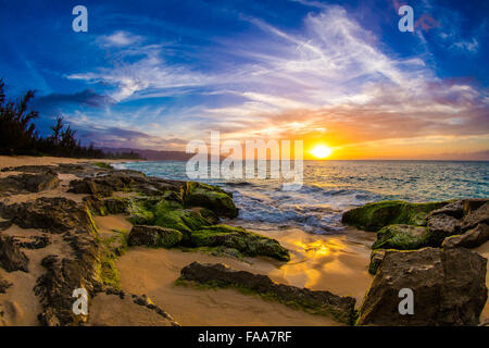 Belles couleurs d'Hawaii golden hour Banque D'Images