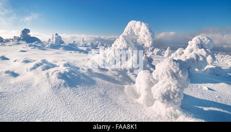 Paysage d'hiver dans les montagnes de Karkonosze, montagne Szrenica, Pologne Banque D'Images