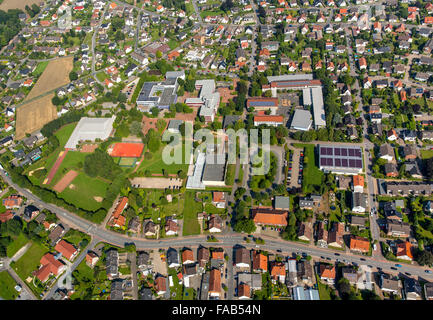 Vue aérienne, l'école Centre North, Bünde, à l'Est de la Westphalie, Rhénanie-Palatinat, Allemagne, Europe, vue aérienne, les oiseaux-lunettes de vue, Banque D'Images