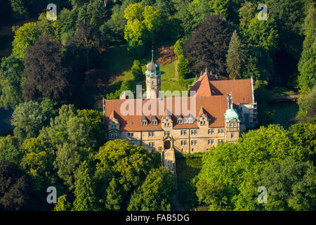 Vue aérienne, château à douves Ulenburg, Löhne, à l'Est de la Westphalie, Rhénanie-Palatinat, Allemagne, Europe, vue aérienne, Banque D'Images