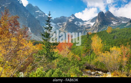 Automne dans la vallée de Kiezmarska, montagnes Tatra, Slovaquie Banque D'Images