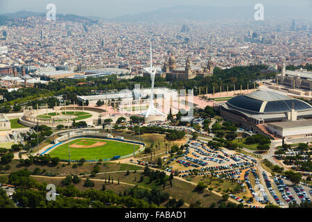 Vue aérienne générale de la zone olympique de Montjuïc. Barcelona Banque D'Images