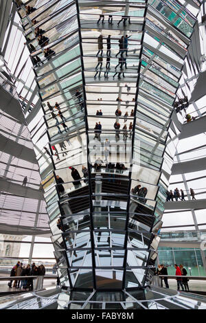 BERLIN, ALLEMAGNE - 10 NOVEMBRE 2013 : l'intérieur de la coupole du Reichstag. Il s'agit d'un dôme de verre construite sur le haut de la Banque D'Images