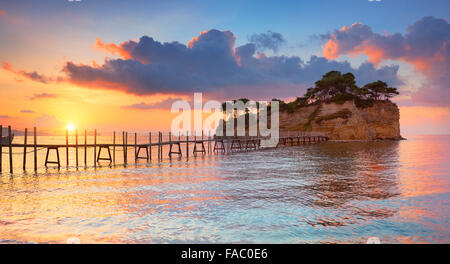 Île de Zakynthos, paysage de l'île Agios Sostis au lever du soleil, Laganas Banque D'Images