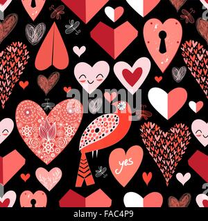 Profil de transparente coeurs rouge vif sur un fond noir Illustration de Vecteur