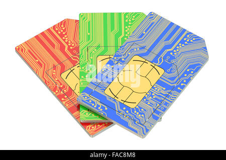 Cartes SIM isolé sur fond blanc Banque D'Images