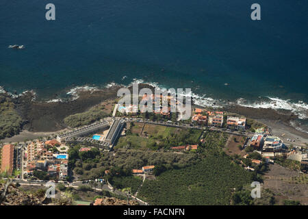 Une photographie aérienne de Valle Gran Rey à La Gomera, Îles Canaries, Espagne. Banque D'Images