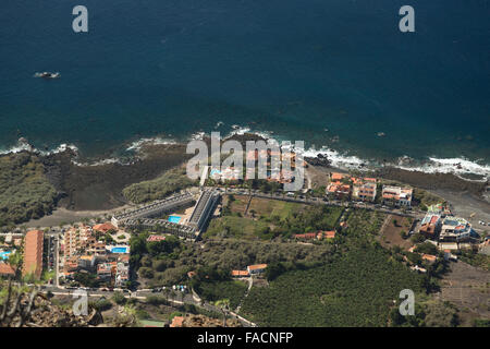 Une photographie aérienne de Valle Gran Rey à La Gomera, Îles Canaries, Espagne. Banque D'Images