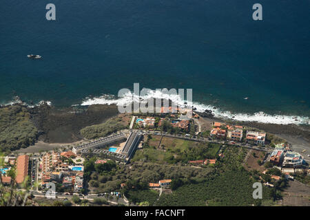 Une photographie aérienne de Valle Gran Rey à La Gomera, Îles Canaries, Espagne. Banque D'Images