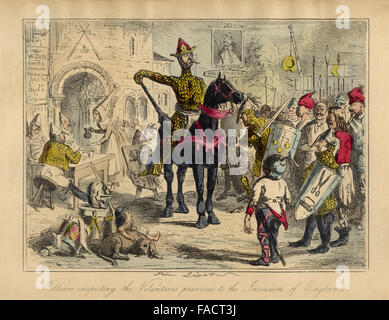 Illustration bande dessinée colorée à la main à partir de 1846 de Guillaume de Normandie avant l'invasion de l'Angleterre Banque D'Images