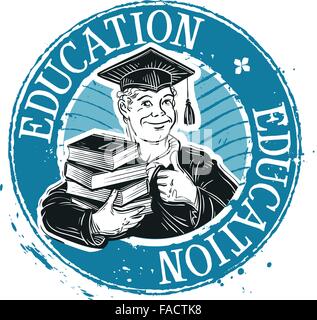 L'école, le modèle de conception de logo Vector. Diplômé, étudiant, élève ou de l'icône de l'éducation Illustration de Vecteur
