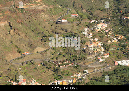 Une photographie d'une route sinueuse dans la région de Valle Gran Rey à La Gomera, Îles Canaries, Espagne. Banque D'Images