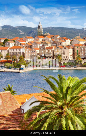 L'île de Korcula, vieille ville de Korcula, Dalmatie, Croatie Banque D'Images