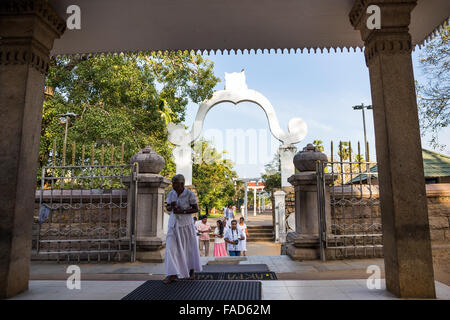 Les gens priaient à Sri Maha Bodhi (arbre de bodhi sacré), Anuradhapura, Sri Lanka, du patrimoine mondial de l'UNESCO, Banque D'Images