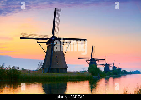 Moulins à vent de Kinderdijk - Hollande Pays-Bas Banque D'Images