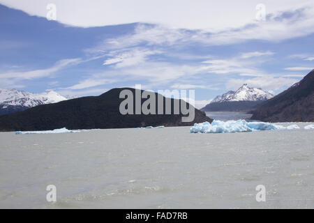 Les icebergs flottant à la base du Glacier Grey dans le Parc National Torres del Paine, Patagonie, Chili Banque D'Images