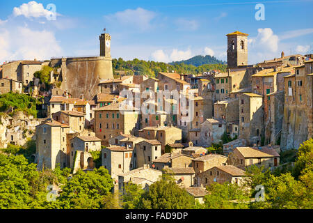 Vieille ville paysage urbain de Sorano, Toscane, Italie Banque D'Images