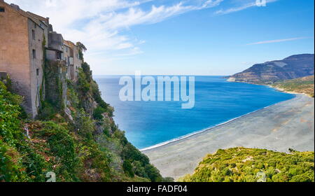 Plage Noire à Nonza, petit village au Cap Corse, Corse, France Banque D'Images