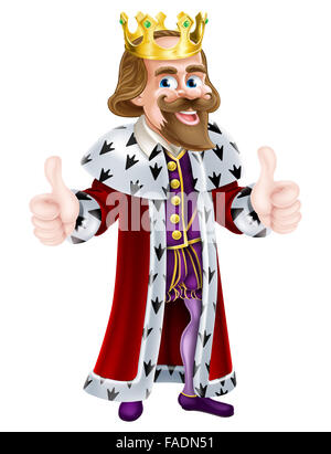 Cartoon king portant une couronne et donnant deux Thumbs up Banque D'Images
