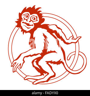 Funny monkey avec le cirque. Vector illustration Banque D'Images