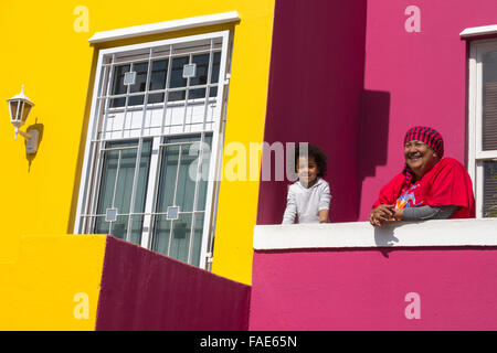 Les résidents locaux, Bo Kaap district Cape Malay, Cape Town, Afrique du Sud Banque D'Images