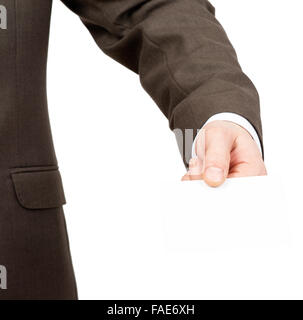 Businessman holding petit papier blanc Banque D'Images