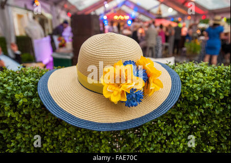 Lady's hat avec des fleurs. Banque D'Images